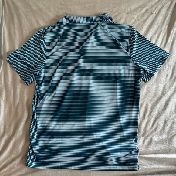 Vineyard Vines Performance Golf Polo Shirt Mens XL Blue Teal Stripe Whale - Picture 8 of 10